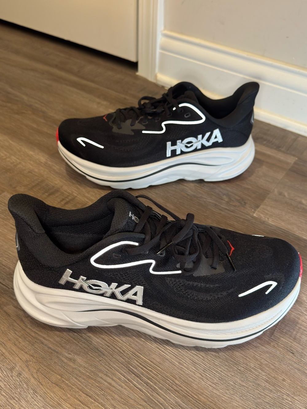 Hoka One One Clifton 10 Black White Athletic Sneakers